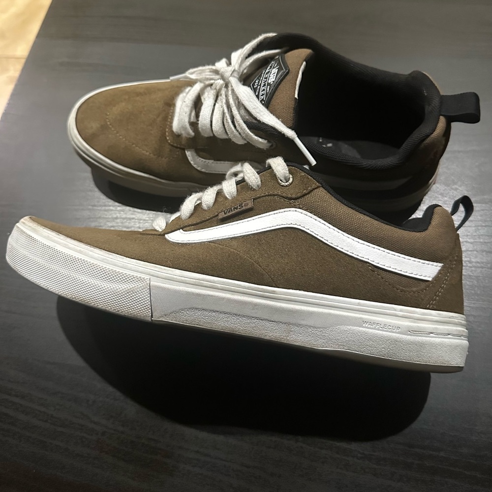 Vans Brown and White Skate Sneakers with Classic Design